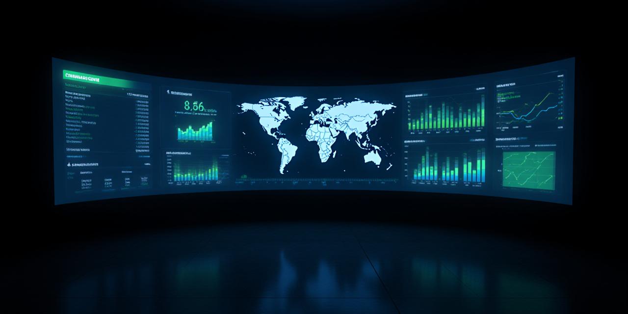 Futuristic retail dashboard with AI data visualizations